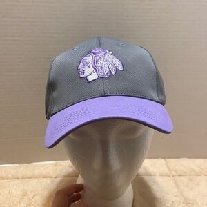 Chicago Blackhawks breast cancer awareness lilac and black hat